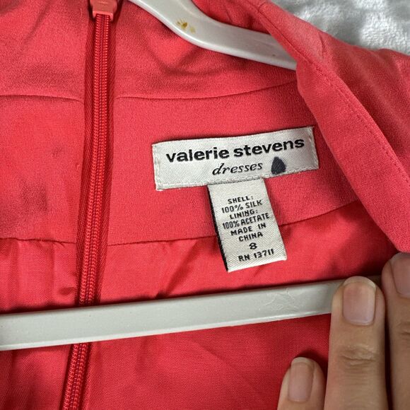 Valerie Stevens 100% Silk Dress Women's 8 Coral Pink Wrap‎ Top Side Tie (0971) - Picture 2 of 11